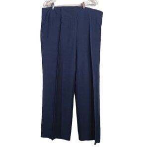 Emma James Dress Pants Women’s 16 Navy Blue Linen Blend Wide Leg Office Career